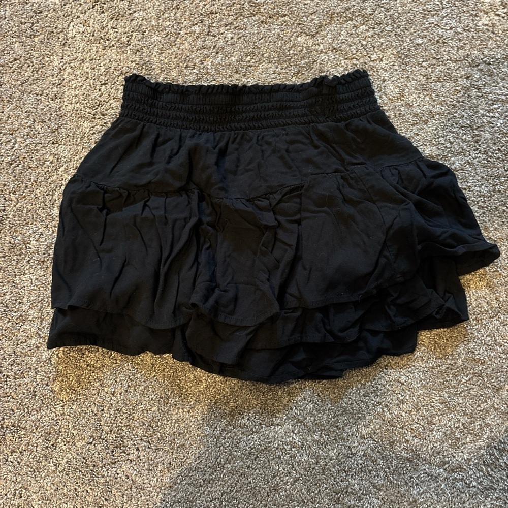 Wild Fable Black Mini Skort with Ruffled Tiers